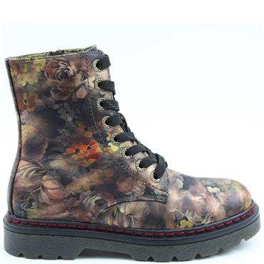 HEAVENLY FEET WOMENS ZIP LACE ANKLE BOOT - BRONZE PEONY